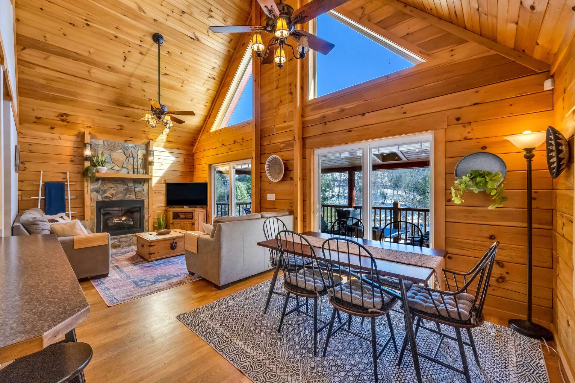 This cabin offers a spacious yet cozy atmosphere.