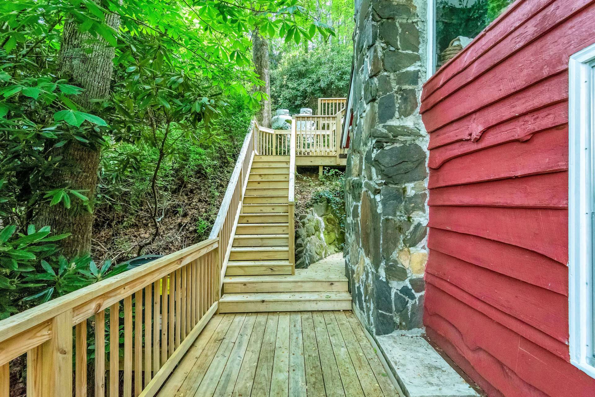 Stairs leading back up to parking area