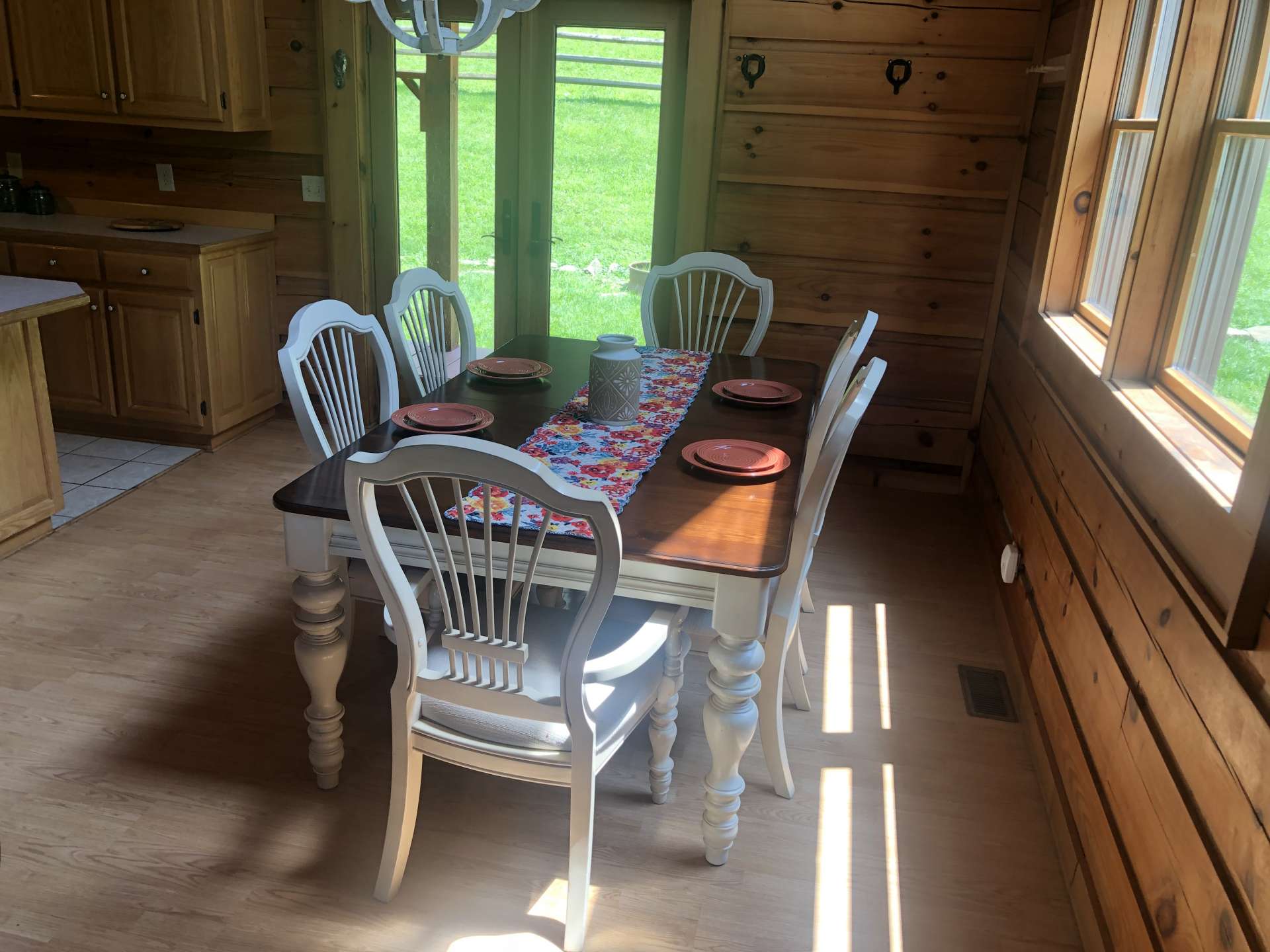 A dining area that is roomy enough to seat up to 8 guests not counting additional bar seating