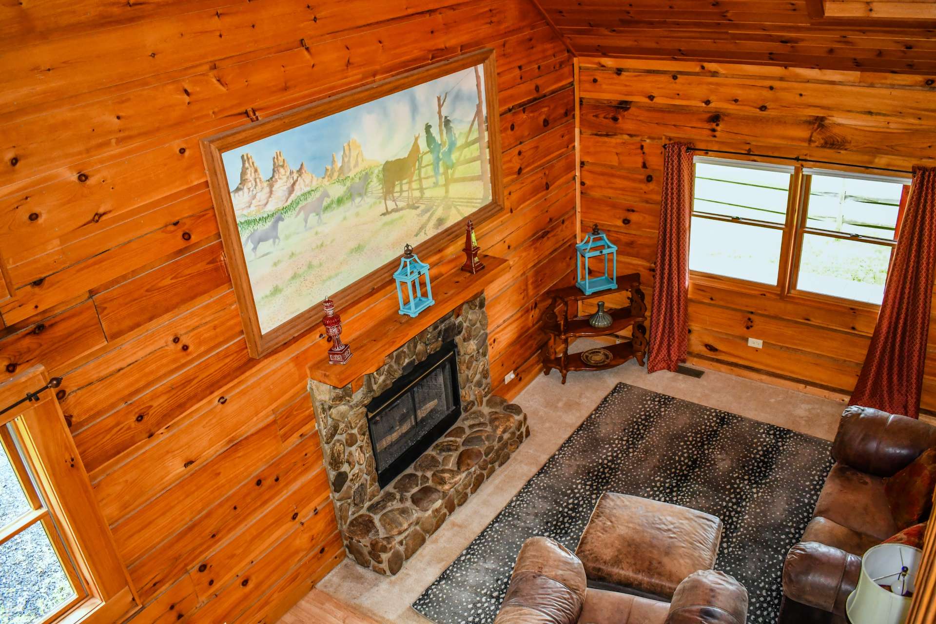 The view from the loft down into the living area