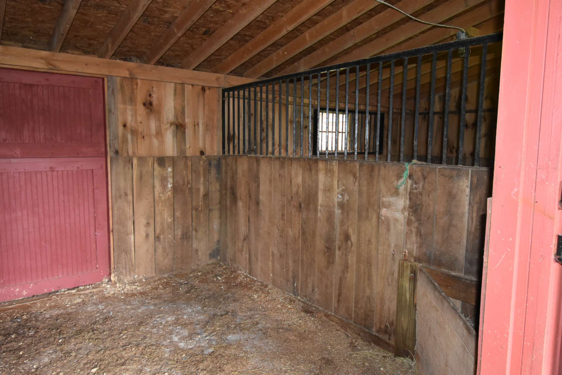 One of the 2 stalls in the barn all lighting is in metal conduit for the safety of your equine friend