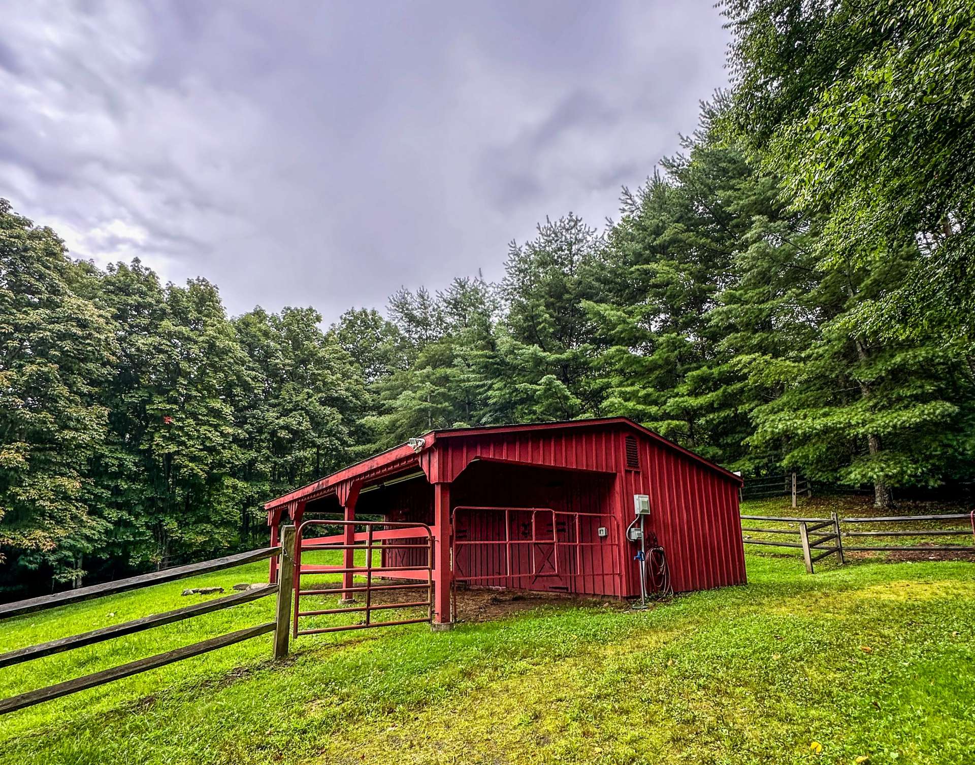 A view of the barn from below