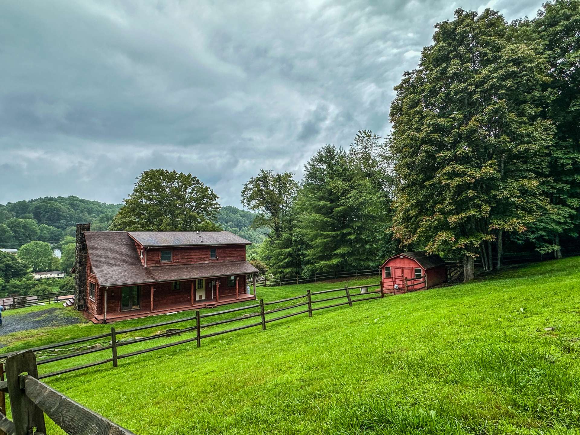 A view down from the barn to the home