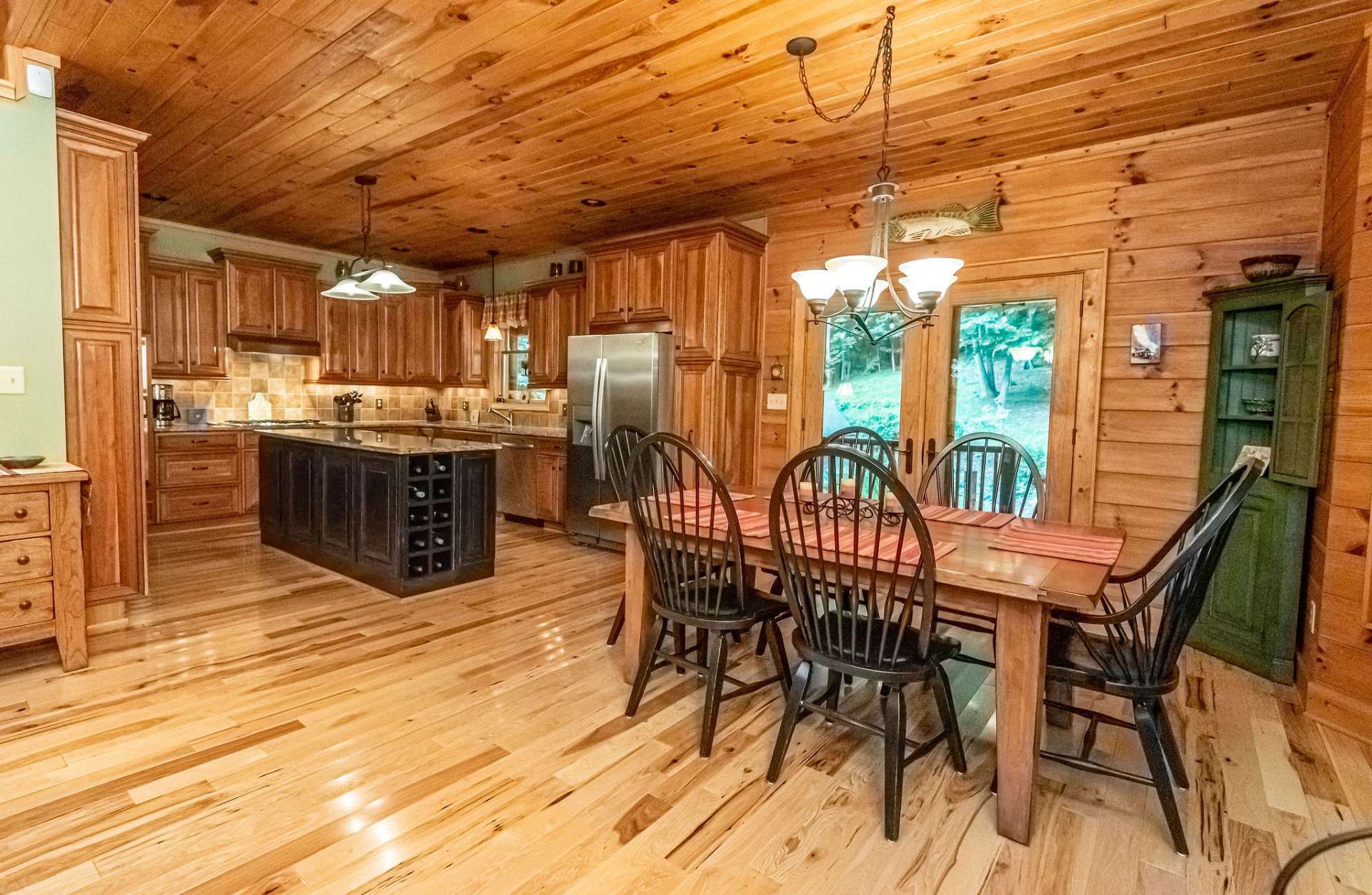 Easy to maintain hardwood flooring throughout the majority of the cabin.