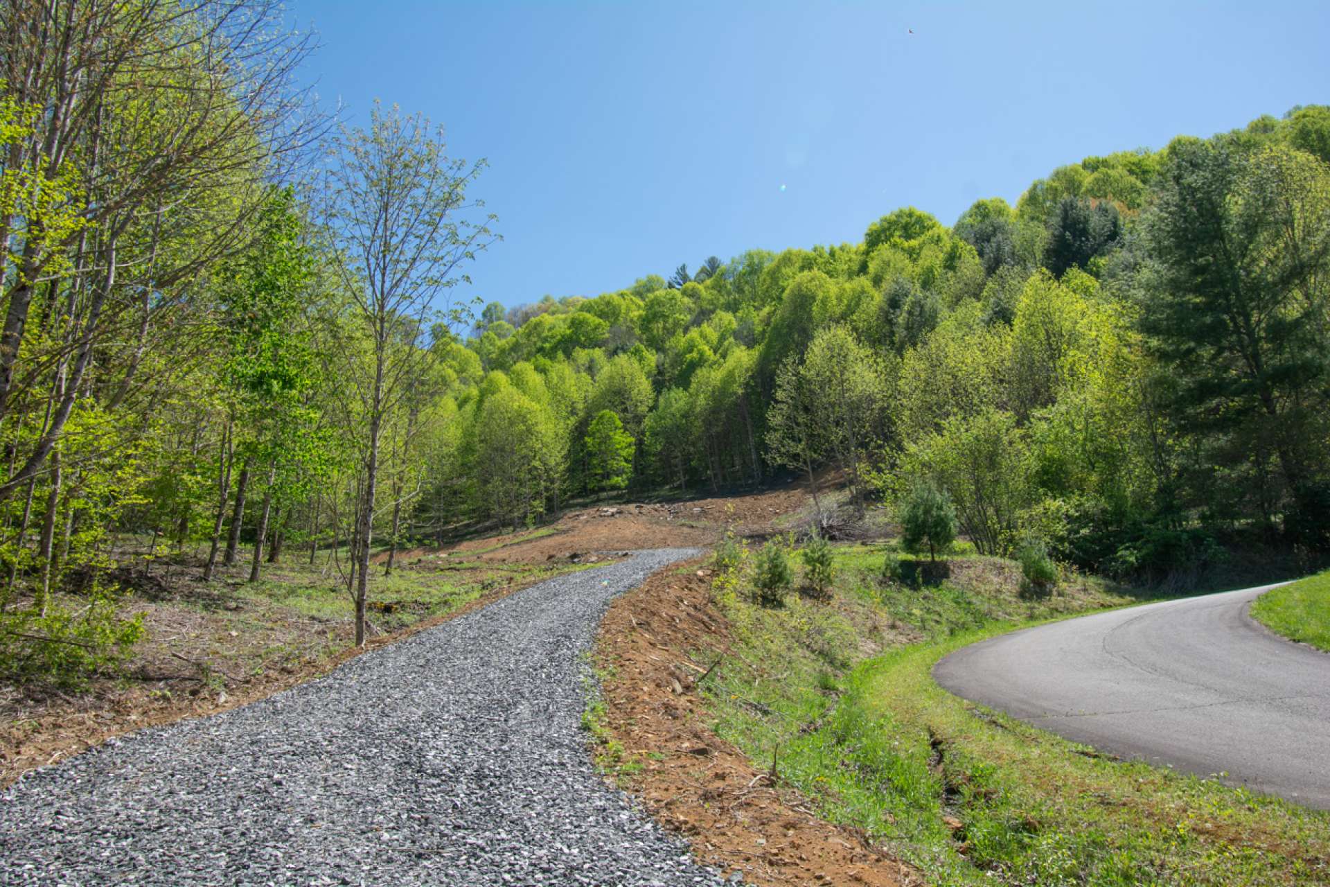 New driveway leading to building site