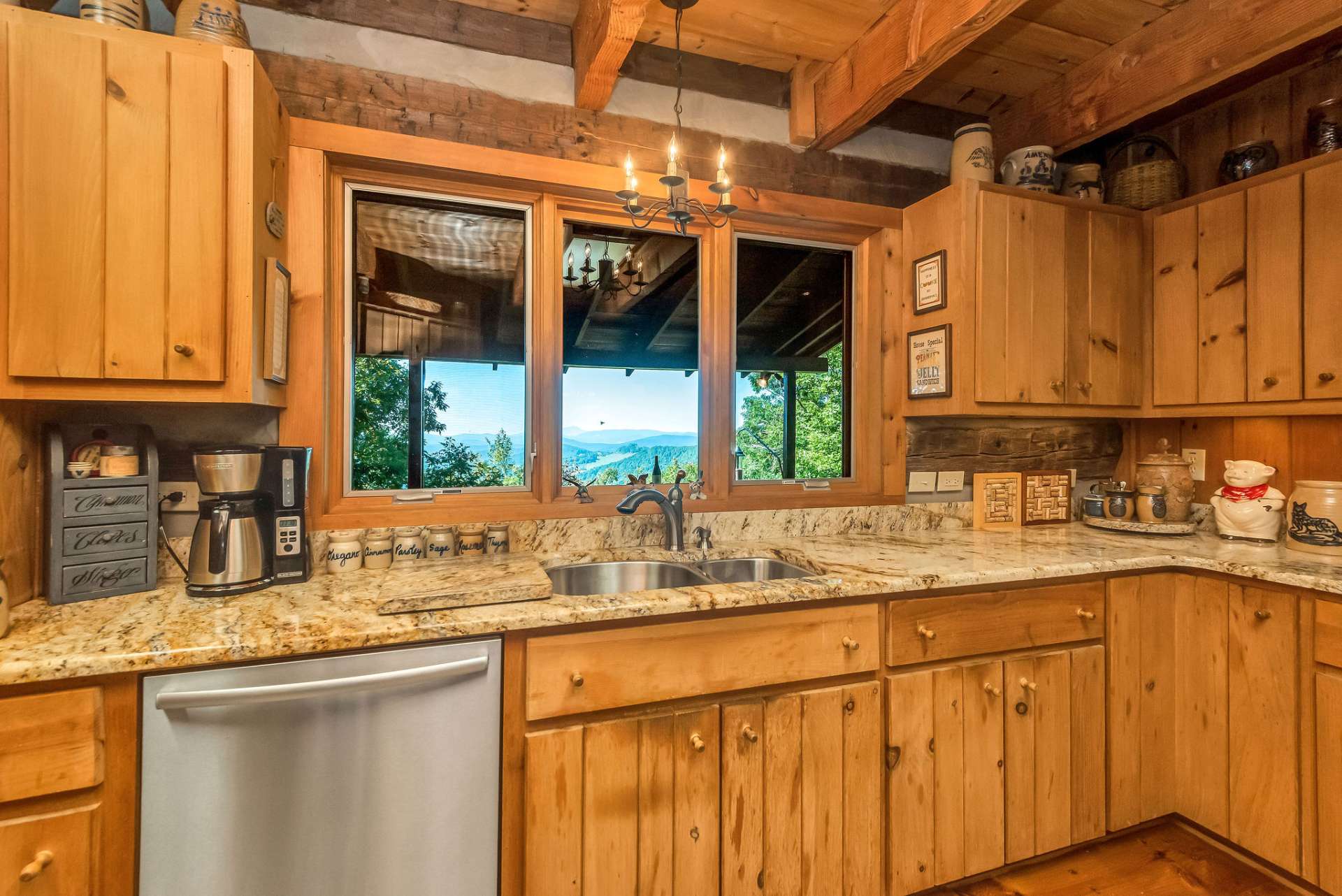 Even washing dishes will be more enjoyable with Grandfather Mountain staring back at you!