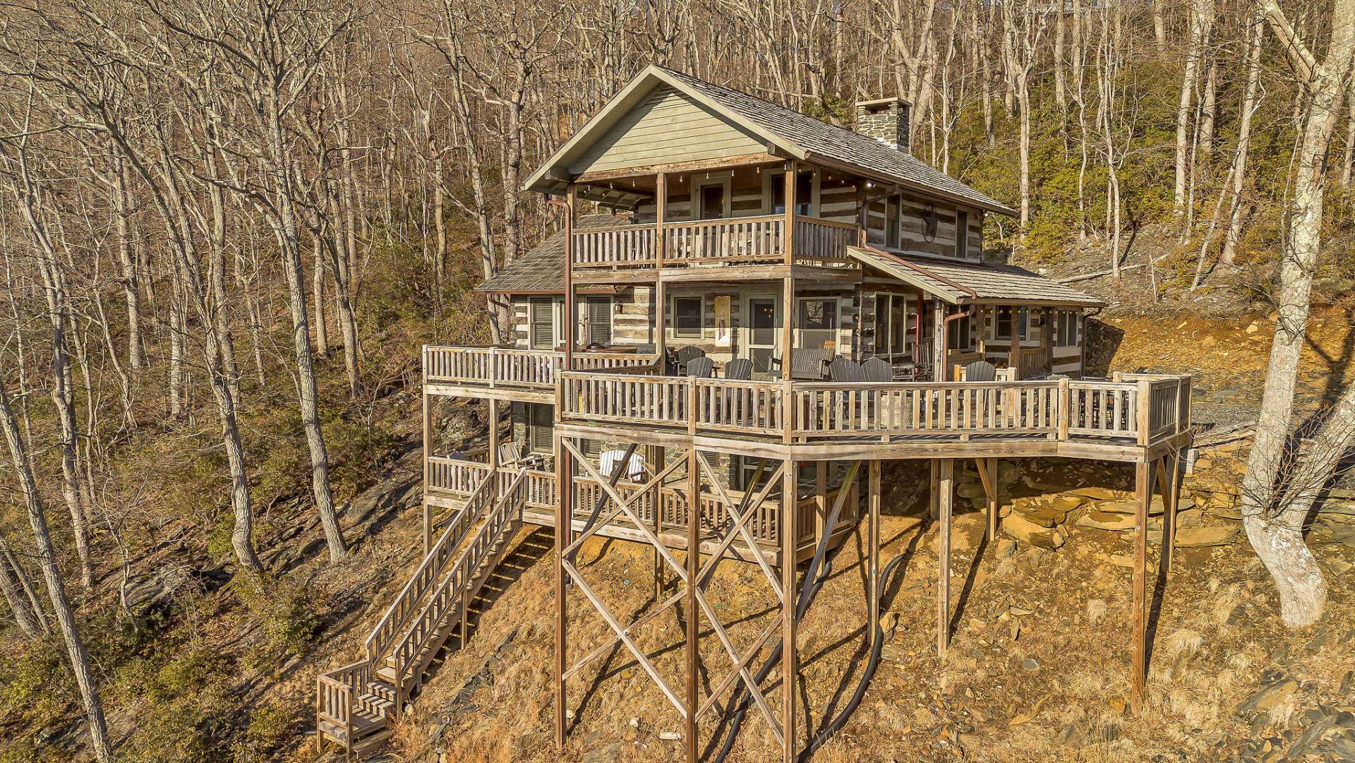 Expansive decks offer outdoor living space on all levels.